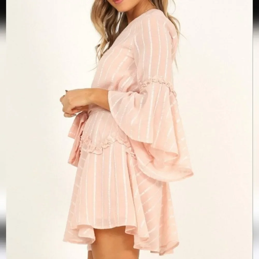 Showpo Slow Me Down Ruffle Dress Blush Pink Size 10